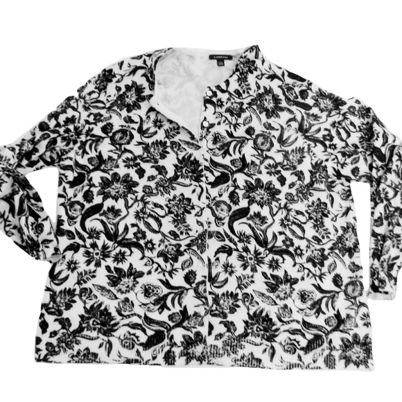 LANDS' END 100% Cotton Cardigan 1X Fantasy Flowers - Picture 3 of 8